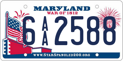 MD license plate 6AA2588