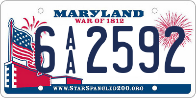 MD license plate 6AA2592