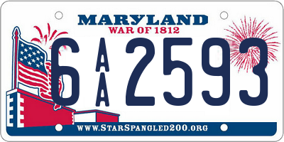 MD license plate 6AA2593