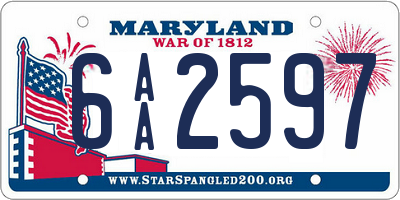 MD license plate 6AA2597