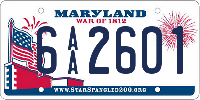 MD license plate 6AA2601