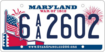 MD license plate 6AA2602