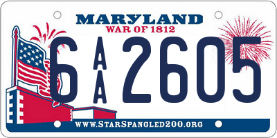 MD license plate 6AA2605