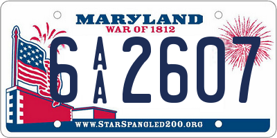 MD license plate 6AA2607