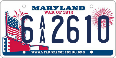 MD license plate 6AA2610