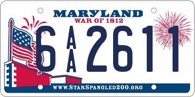 MD license plate 6AA2611