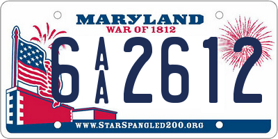 MD license plate 6AA2612