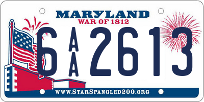 MD license plate 6AA2613