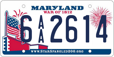 MD license plate 6AA2614