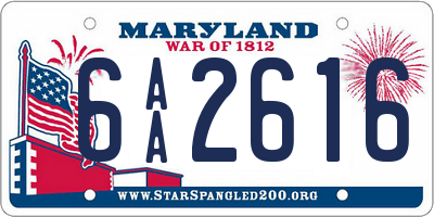 MD license plate 6AA2616