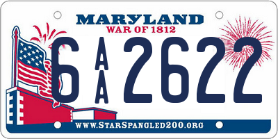 MD license plate 6AA2622