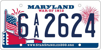 MD license plate 6AA2624