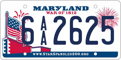 MD license plate 6AA2625