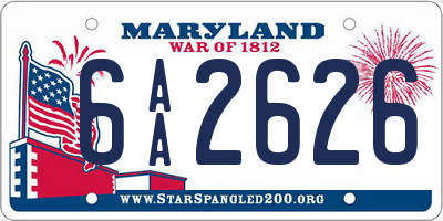 MD license plate 6AA2626