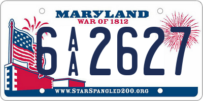 MD license plate 6AA2627