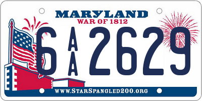 MD license plate 6AA2629