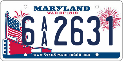 MD license plate 6AA2631