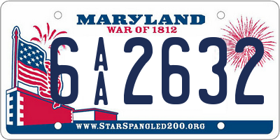 MD license plate 6AA2632