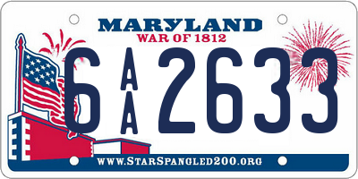 MD license plate 6AA2633