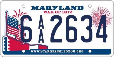 MD license plate 6AA2634