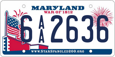 MD license plate 6AA2636