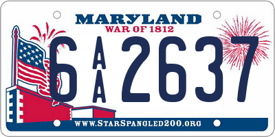 MD license plate 6AA2637