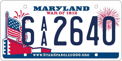 MD license plate 6AA2640