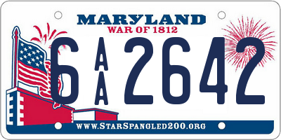 MD license plate 6AA2642