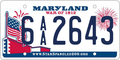 MD license plate 6AA2643