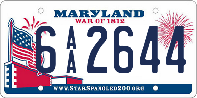 MD license plate 6AA2644