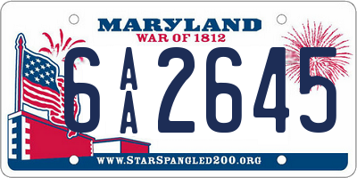 MD license plate 6AA2645