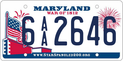 MD license plate 6AA2646