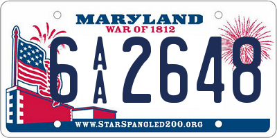 MD license plate 6AA2648