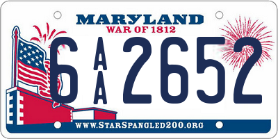 MD license plate 6AA2652