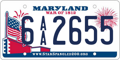 MD license plate 6AA2655