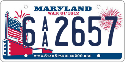 MD license plate 6AA2657