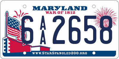 MD license plate 6AA2658