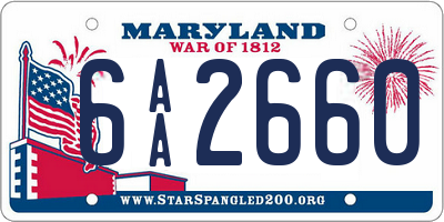 MD license plate 6AA2660