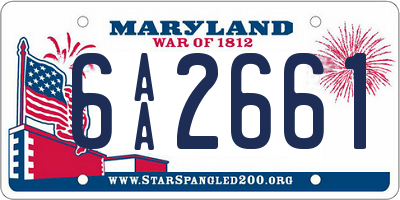 MD license plate 6AA2661