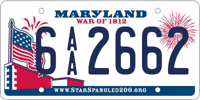 MD license plate 6AA2662