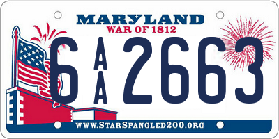 MD license plate 6AA2663