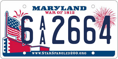 MD license plate 6AA2664