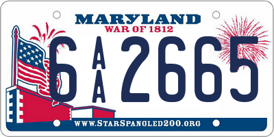 MD license plate 6AA2665