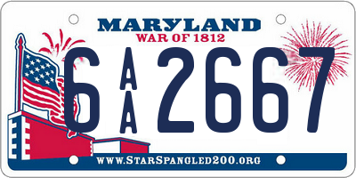 MD license plate 6AA2667