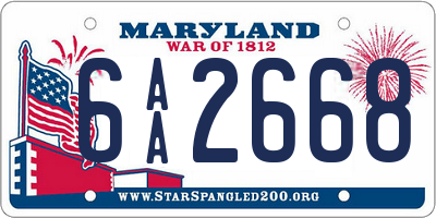 MD license plate 6AA2668