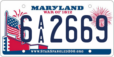 MD license plate 6AA2669