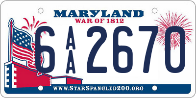 MD license plate 6AA2670