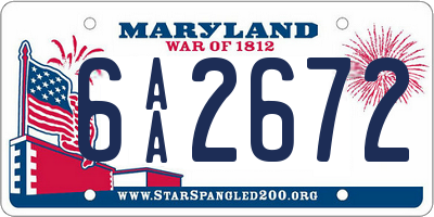 MD license plate 6AA2672