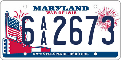 MD license plate 6AA2673