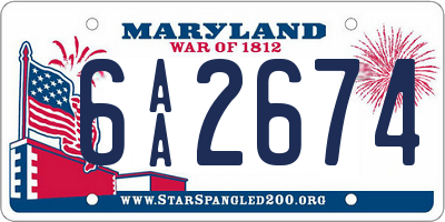 MD license plate 6AA2674